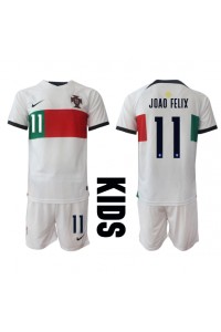 Portugali Joao Felix #11 Jalkapallovaatteet Lasten Vieraspeliasu MM-kisat 2022 Lyhythihainen (+ Lyhyet housut)